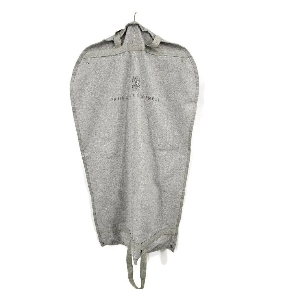 Brunello Cucinelli Grey Fabric Garment Bag 22x36 Zippered Snaps Handles